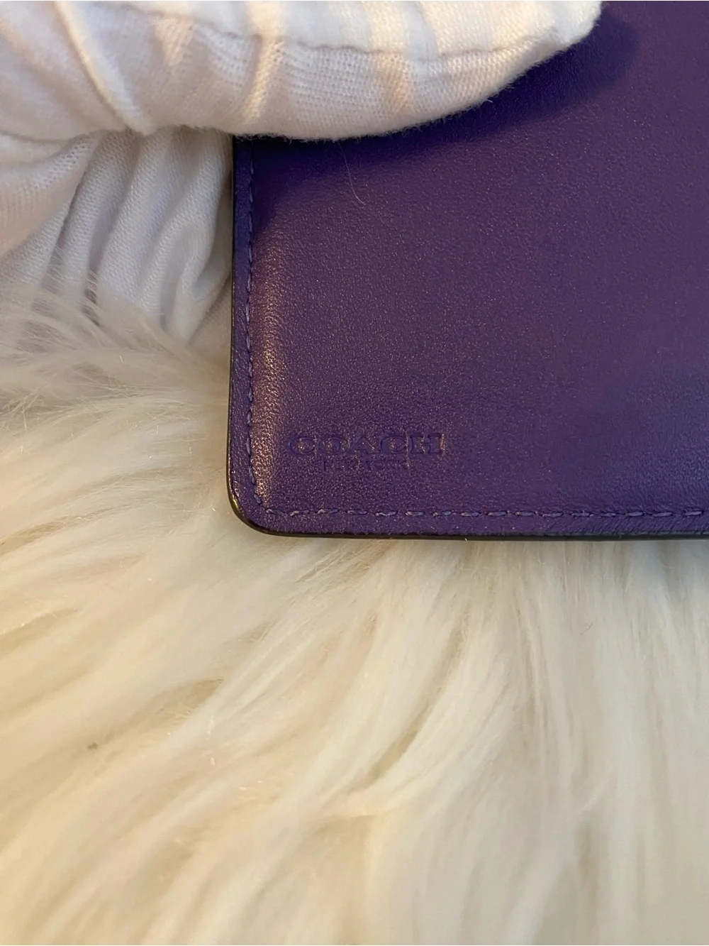 Coach Eggplant Purple Leather Snap-Closure Wallet with Gold Logo